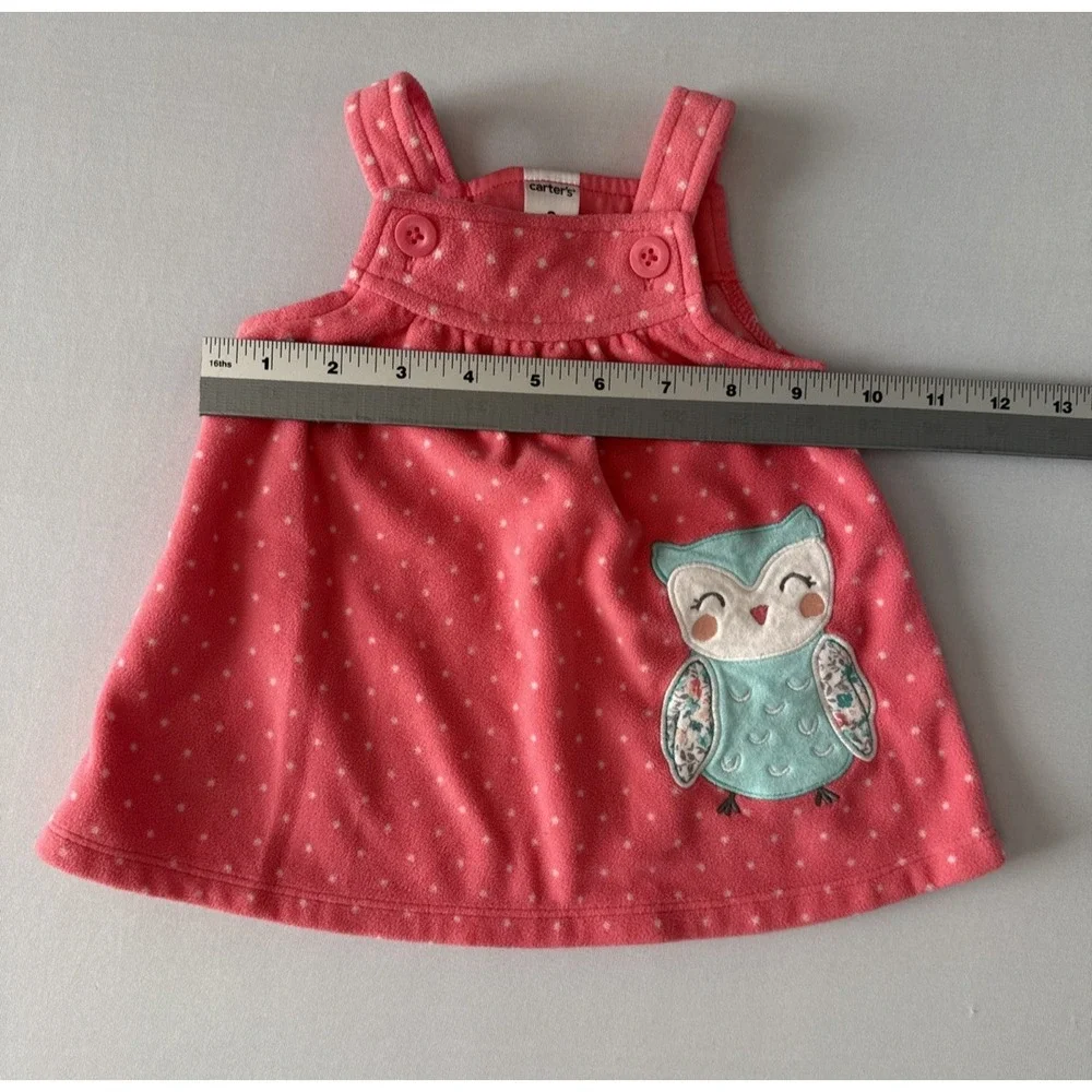 Carters Plush Pink Owl Sleeveless Dress 3 Months Soft Cottage‎ Whimsical Fairy